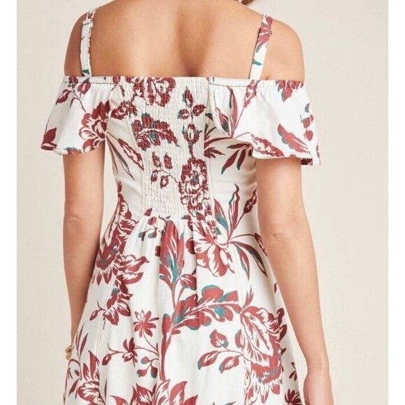Anthropologie Women's Oahu Off The Shoulder Midi Dress Floral Size 10 - Picture 2 of 9